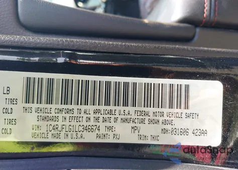 2020 Jeep Grand Cherokee Trailhawk z USA, uszkodzony, nr VIN 1C4RJFLG1LC346674